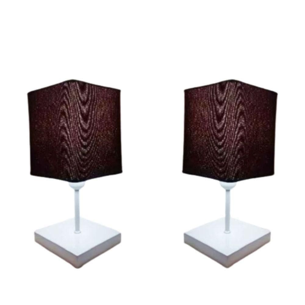 Abajures Quadrados Md-2008br Cúpula Tecido Café