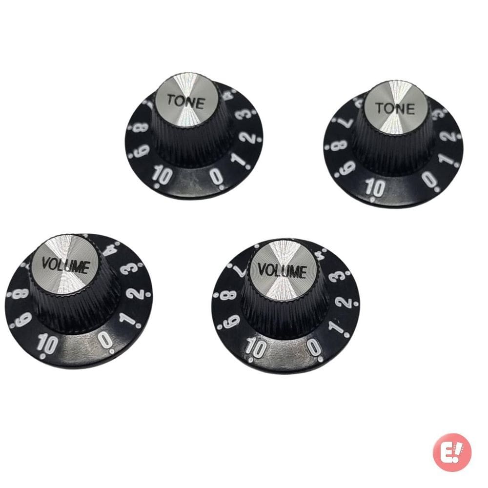 Knob Guitarra Estilo Semi Acustica 2 Volume 2 Tone Black