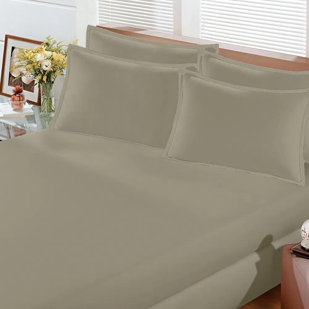 Lencol Avulso Solteiro Com Elastico Malha Image Bege Bouton