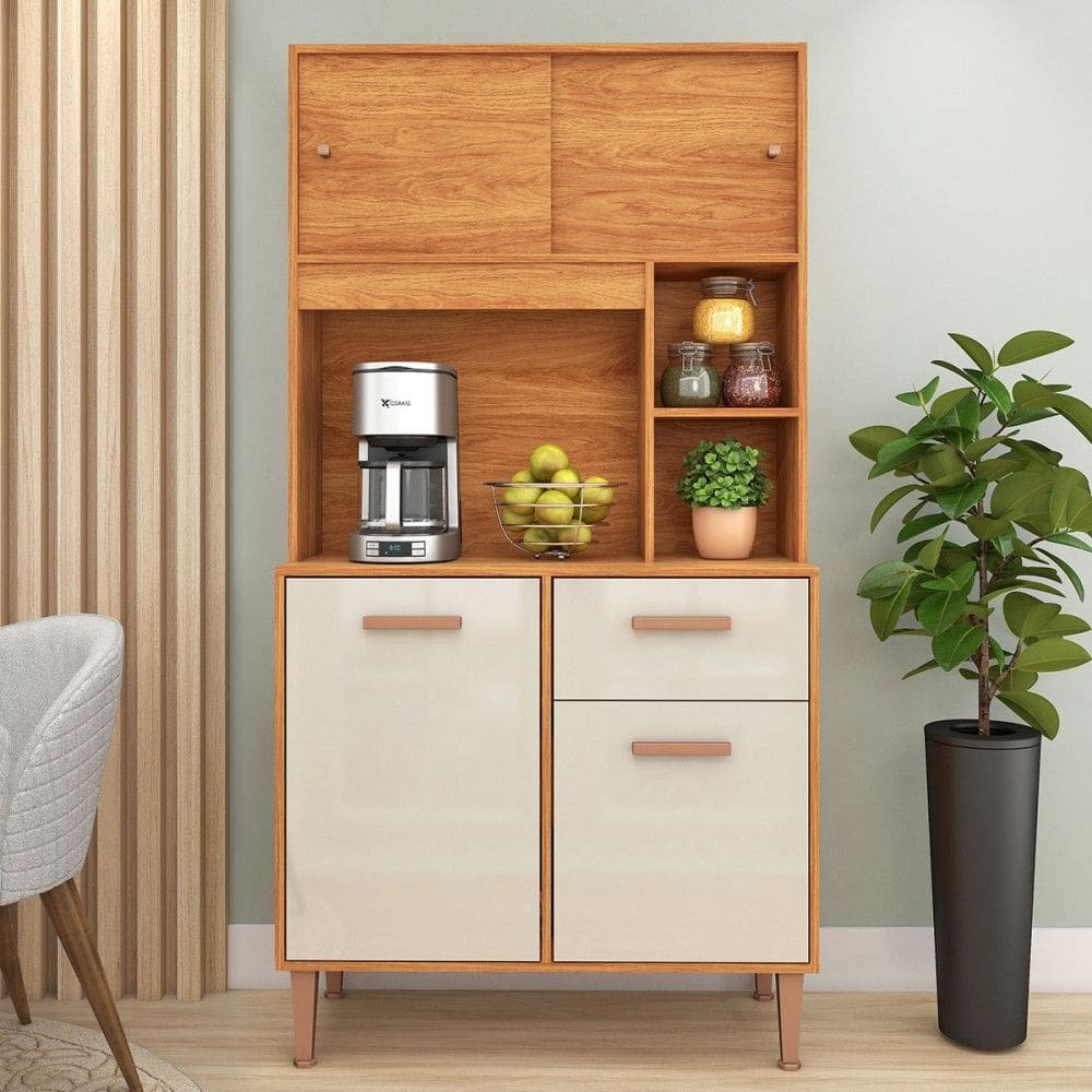 Cozinha Compacta Dália 4 Portas 1 Gaveta Cinamomo/Off White - Fellicci