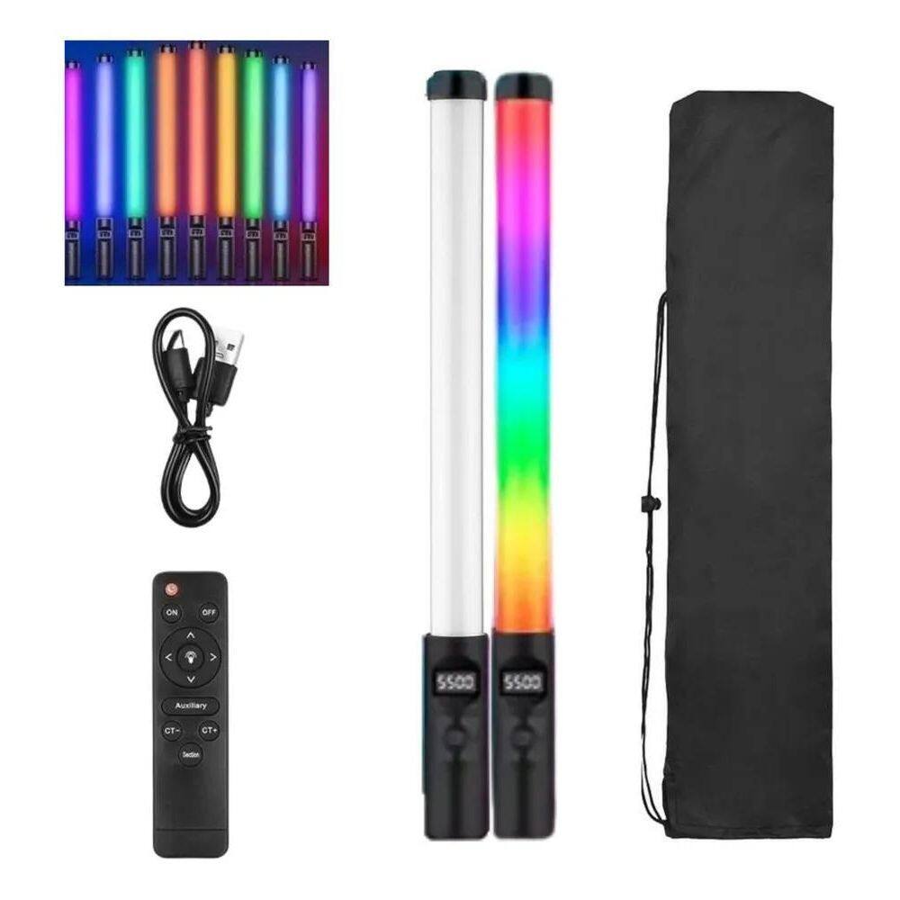 10X Bastão Luz Led Preenchimento Rgb Controle Remoto Colori