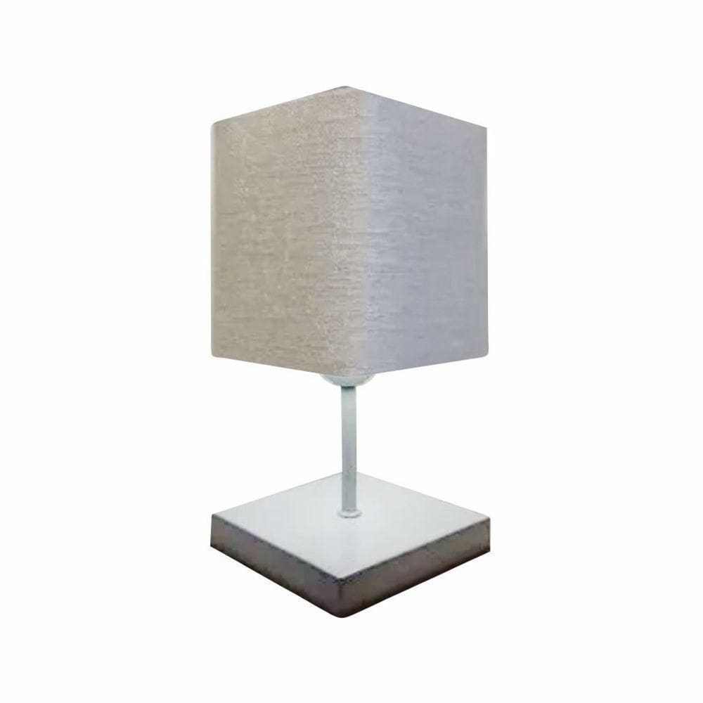 Abajur Quadrado Md-2008br Cúpula Tecido Rústico Cinza