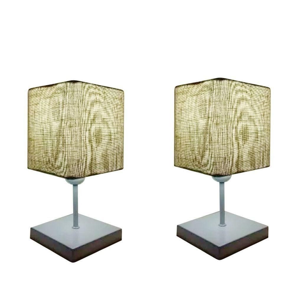 Abajures Quadrados Md-2008br Cúpula Tecido Bege