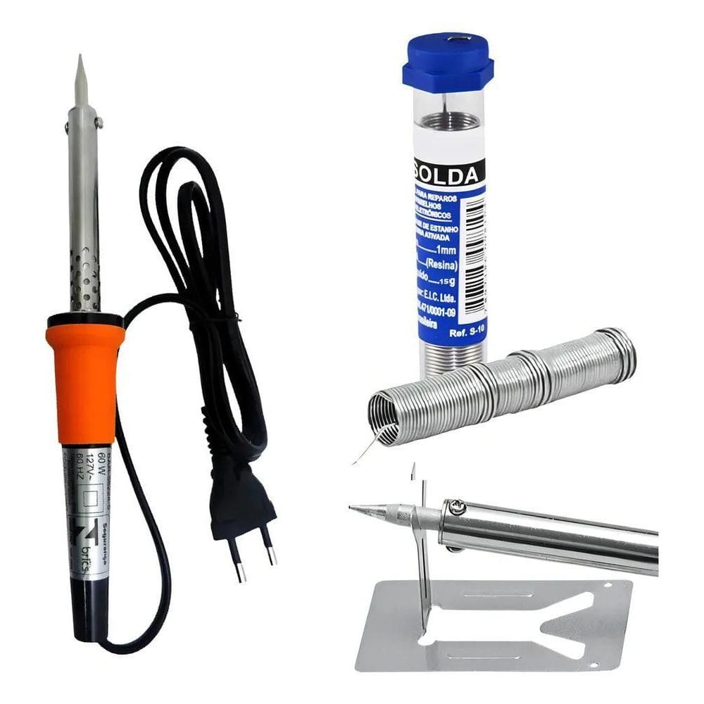 10X Kit Ferro De Solda Soldar Soldador 60W + Estanho 220V