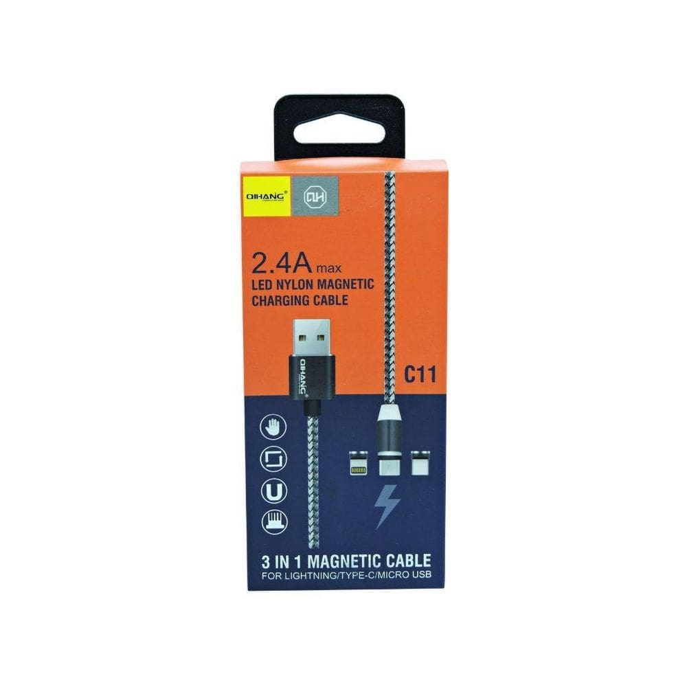 Cabo Magnético Carregador 3 Em 1 Modelo Tipo C 2.4A