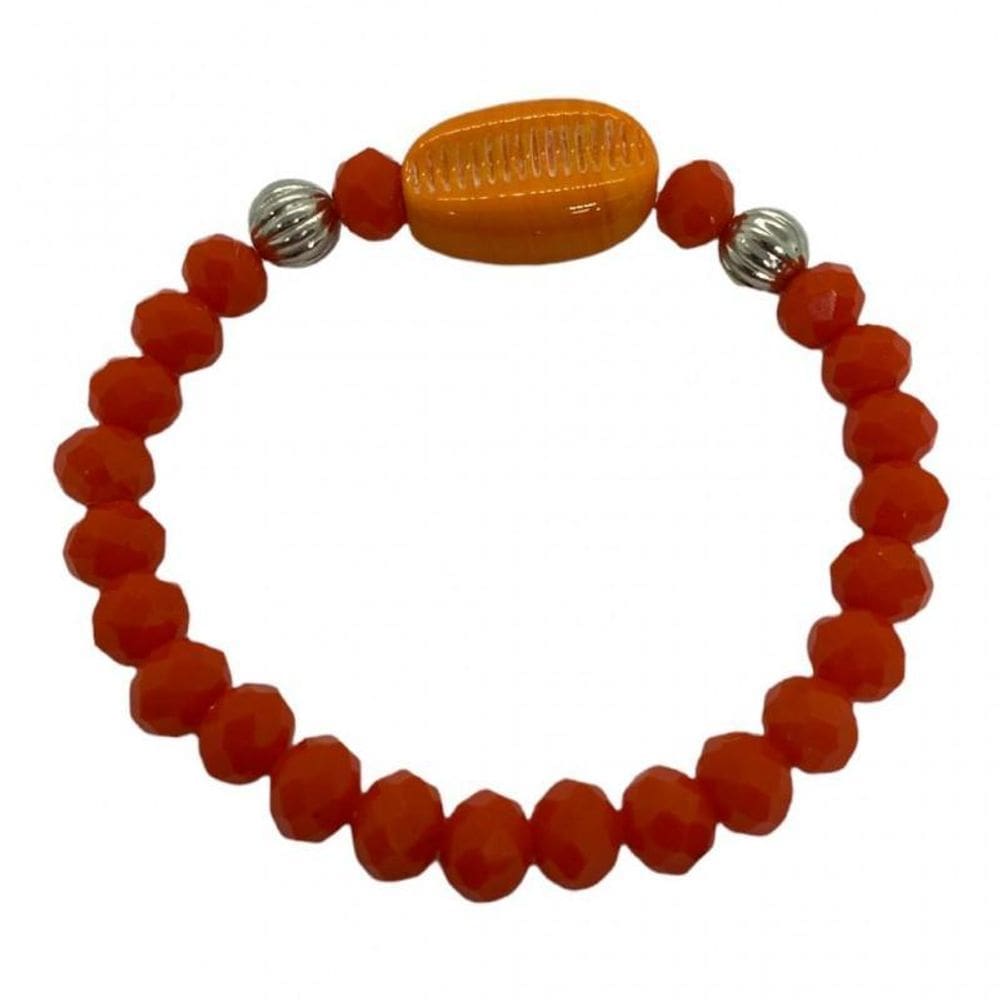 Pulseira Ewá Búzios Cristal Laranja E Silicone