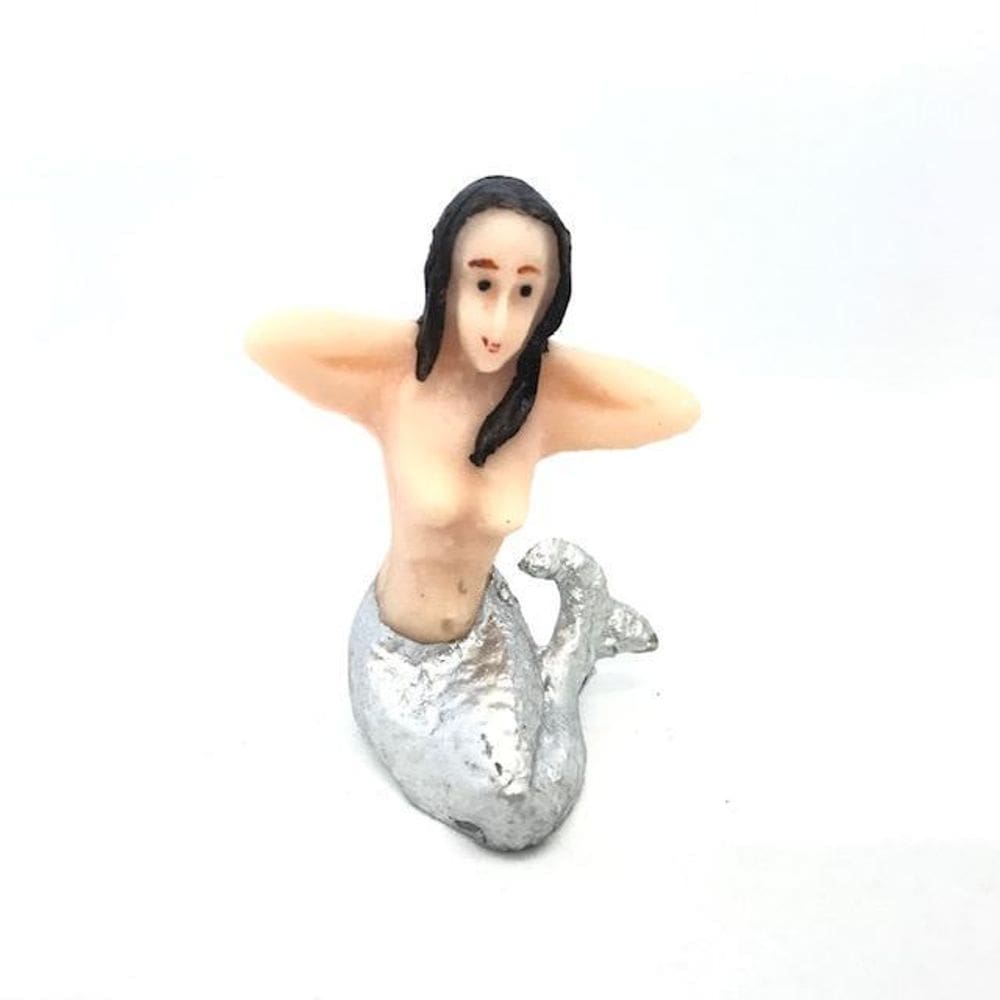 Escultura Sereia Iemanjá 7 Cm Em Resina Cor Prata