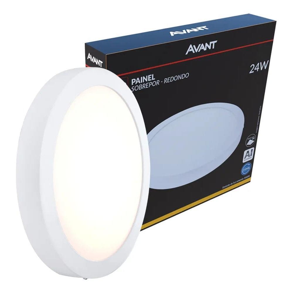 10X Painel Sobrepor Redondo 24W Avant Branco Quente