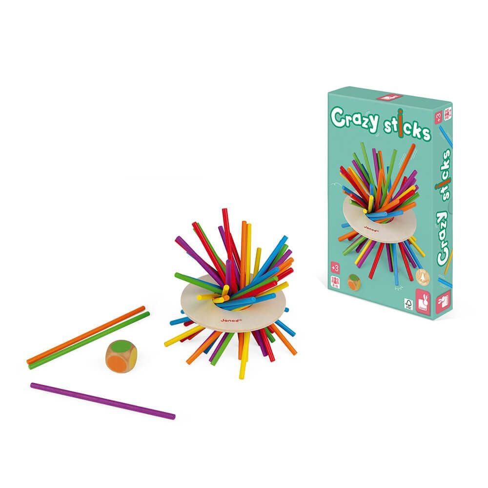 Jogo Crazy Sticks Pega Vareta com Disco Colorido Em Madeira - 2 a 6 Jogadores