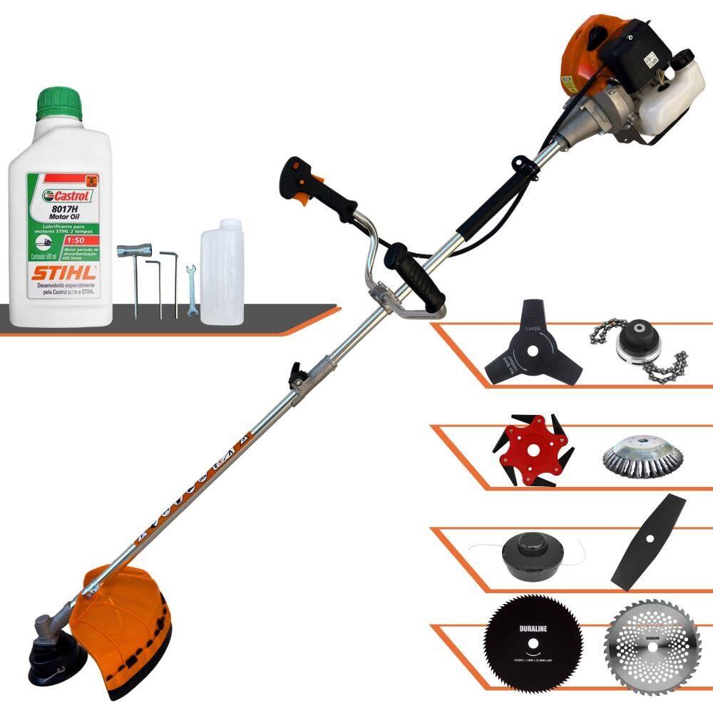 Roçadeira Completa Terra GRHB-430 Bipartida 43cc 1,7HP Alta Rotação Ideal Para Todos os Tipos de Trabalhos Com 8 Opções de Cortes + ÓLEO STIHL 2T