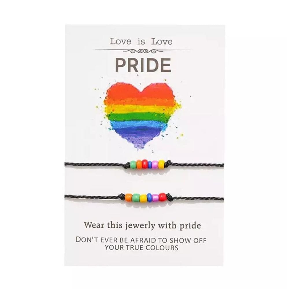 Pulseira Casal Fecho Miçangas Pride Colorida Detalhes P0078
