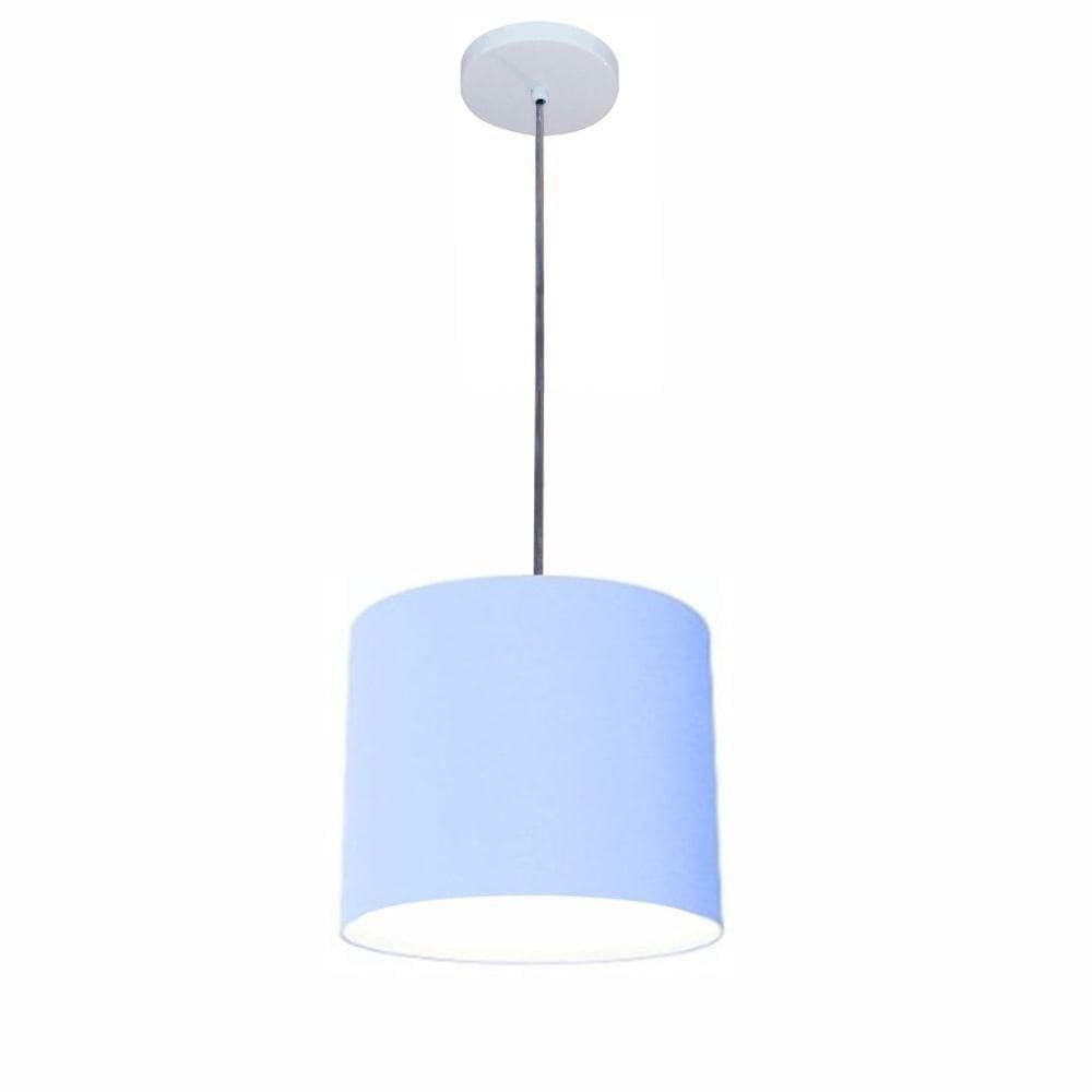Lustre Luminária Pendente Vivare Free Lux Pe-4107br Cúpula Em Tecido 25x20cm Azul-bebê Canopla Branca E Fio Cristal