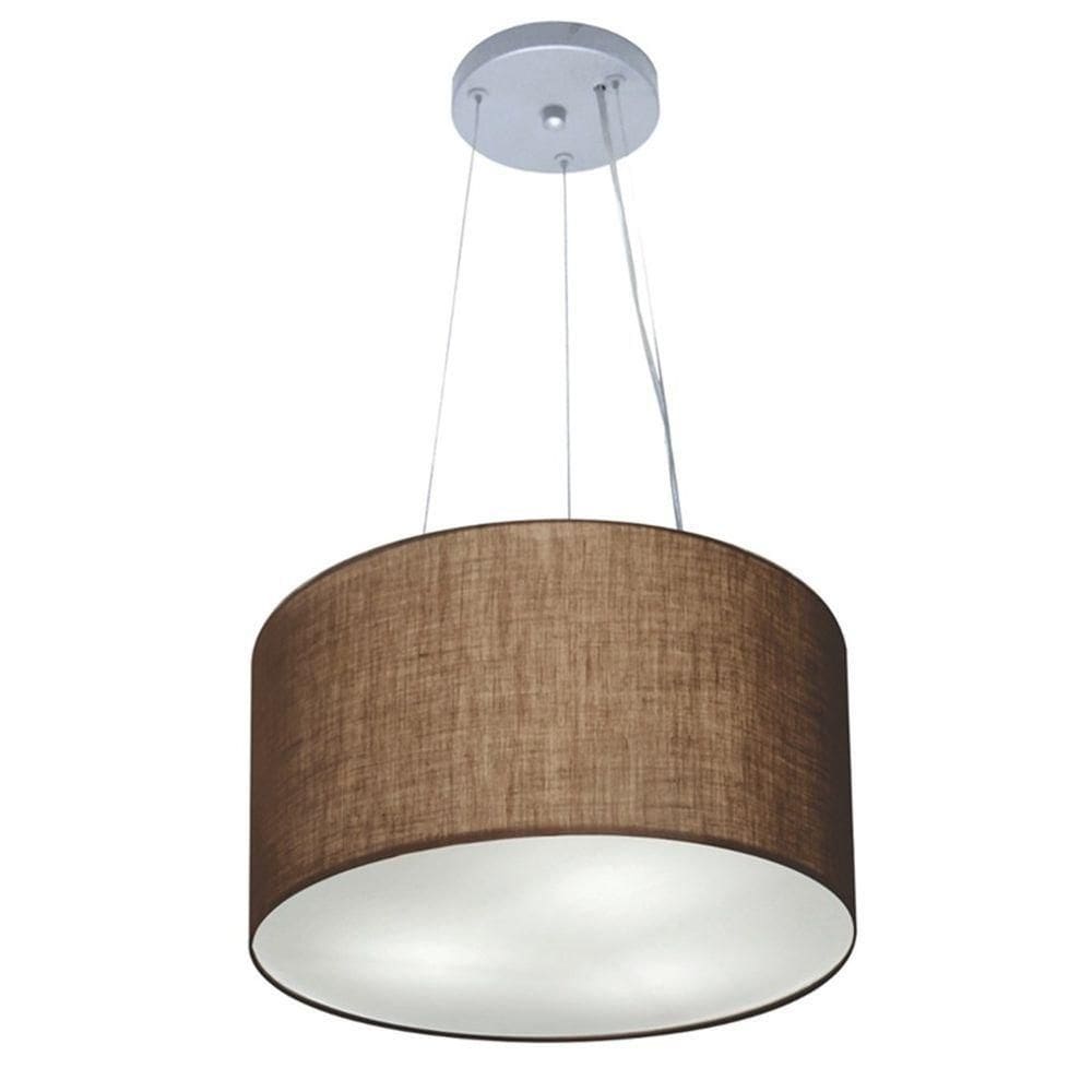 Lustre Luminária Pendente Cupula Em Tecido Md-39801 - Bivolt - Para 3-lâmpadas E27 - Lustres Vivare Café 40x21cm