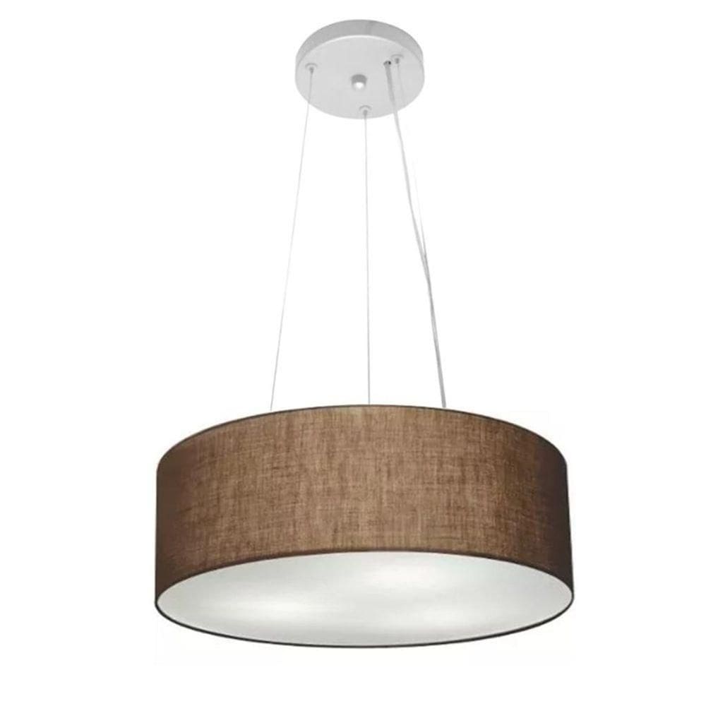 Lustre Luminária Pendente Cupula Em Tecido Md-39801 - Bivolt - Para 3-lâmpadas E27 - Lustres Vivare Café 40x15cm