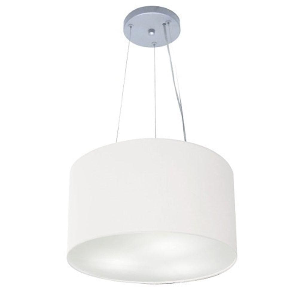 Lustre Luminária Pendente Cupula Em Tecido Md-39801 - Bivolt - Para 3-lâmpadas E27 - Lustres Vivare Branco 40x25cm