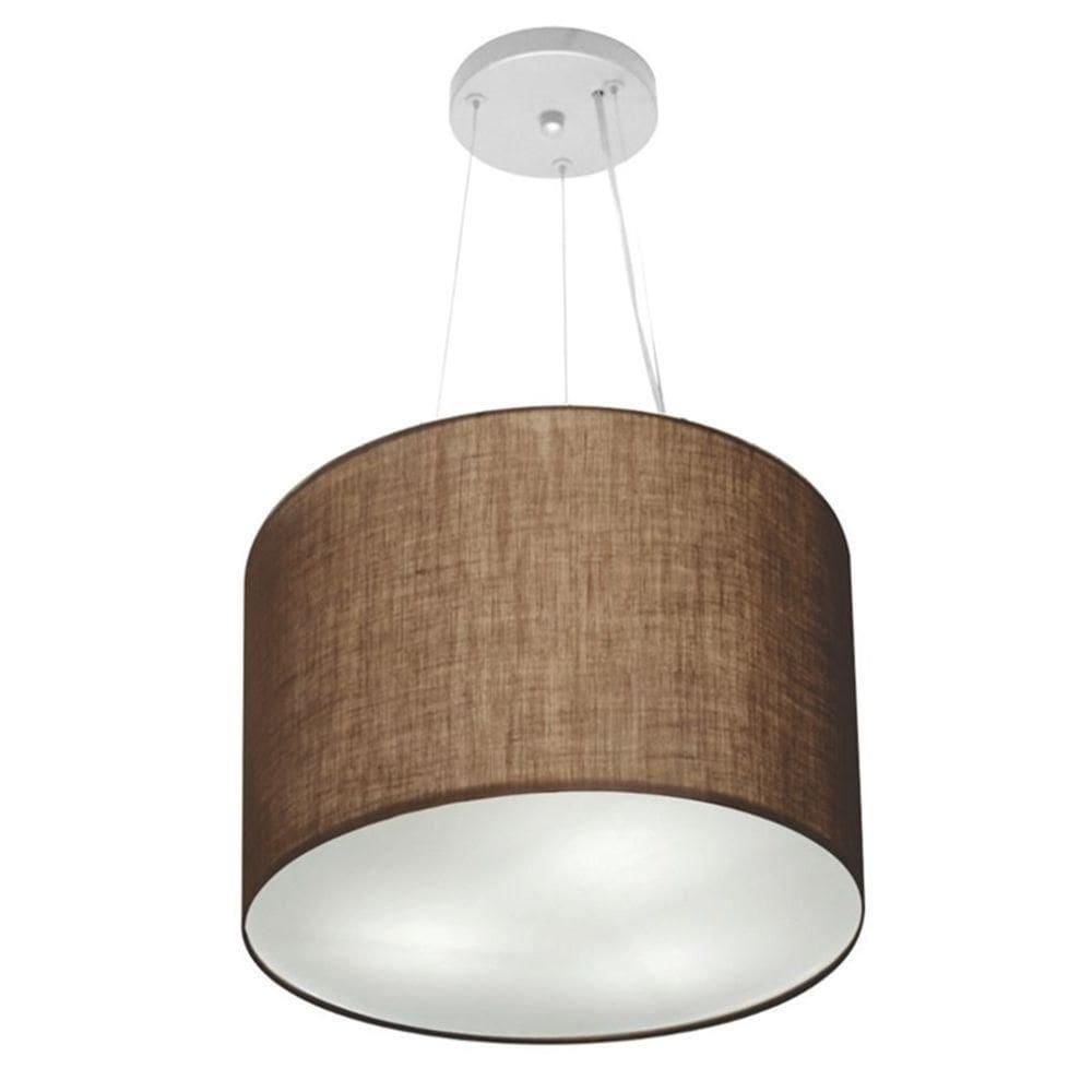 Lustre Luminária Pendente Cupula Em Tecido Md-39801 - Bivolt - Para 3-lâmpadas E27 - Lustres Vivare Café 40x30cm