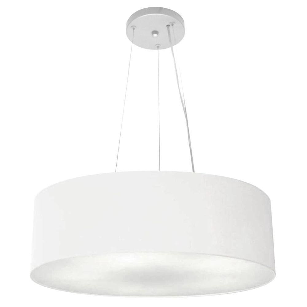 Lustre Luminária Pendente Cupula Em Tecido Md-39803 - Bivolt - Para 3 Lâmpadas E27 - Lustres Vivare Branco 50x15cm