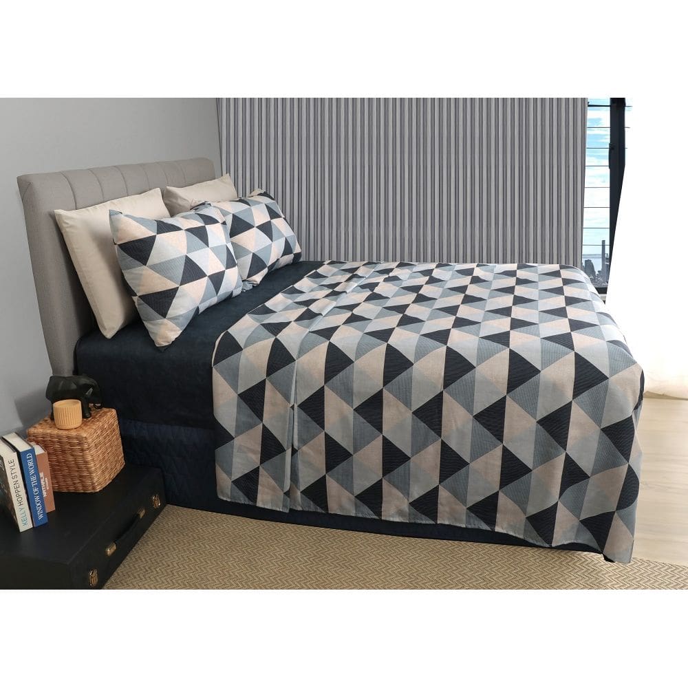 Jogo de Cama Duplo 4 Peças 140 Fios Realce Premium Nico Geométrico Sultan