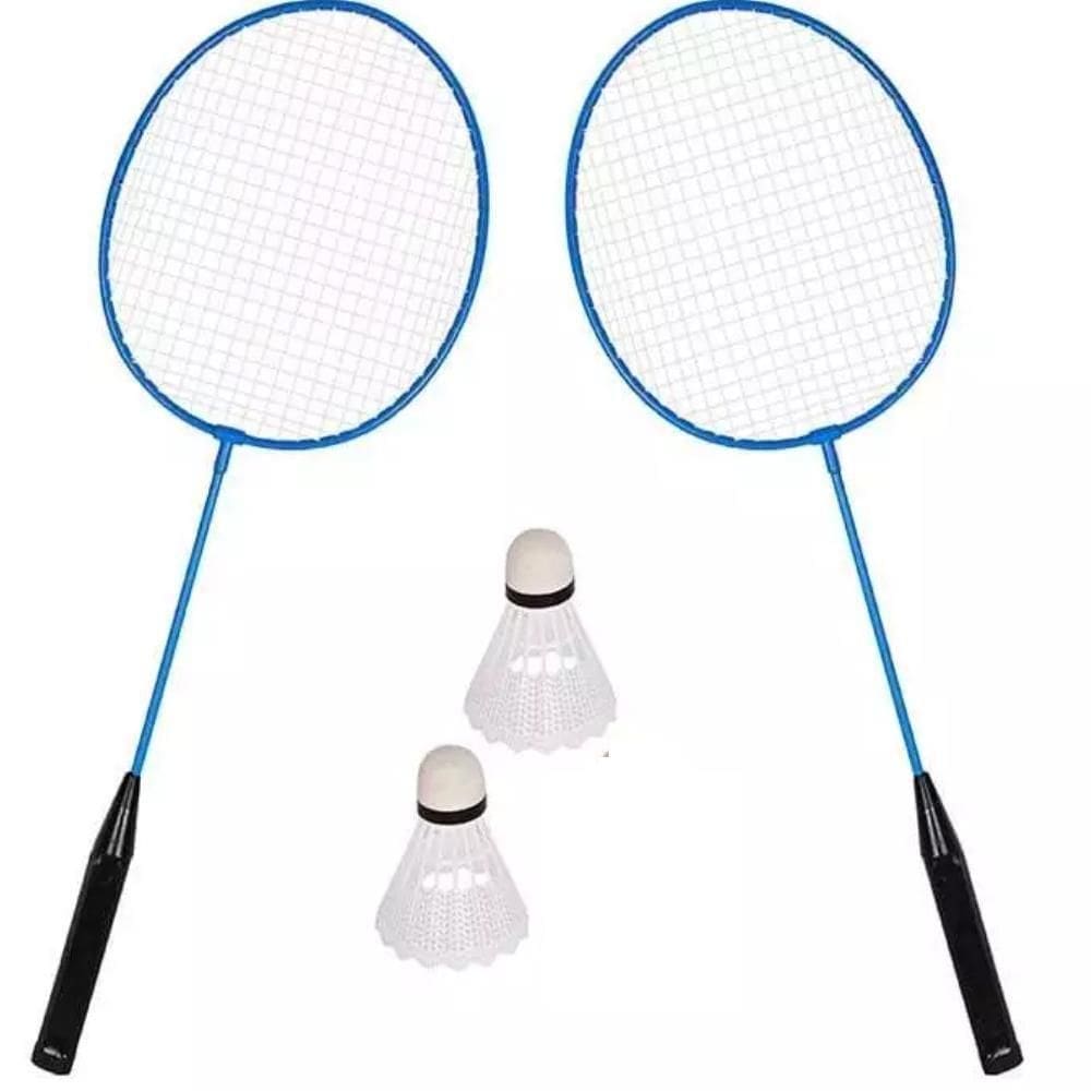 Kit Badminton 2 Raquetes Peteca Jogo Frescobol Raqueteira Esporte Com Bolsa Transporte