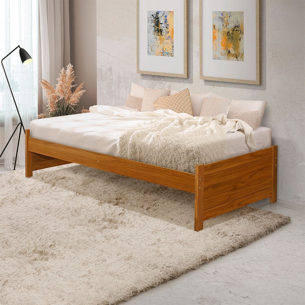 Cama Solteiro Turca Gabrieli Estrutura em Madeira Maciça Imbuia