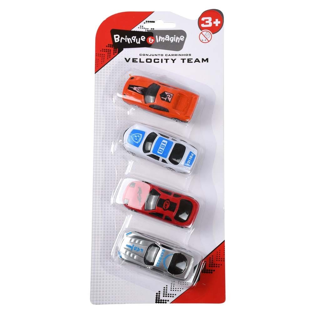 Kit 4 Carros Velocity Team CV255281 Playfun