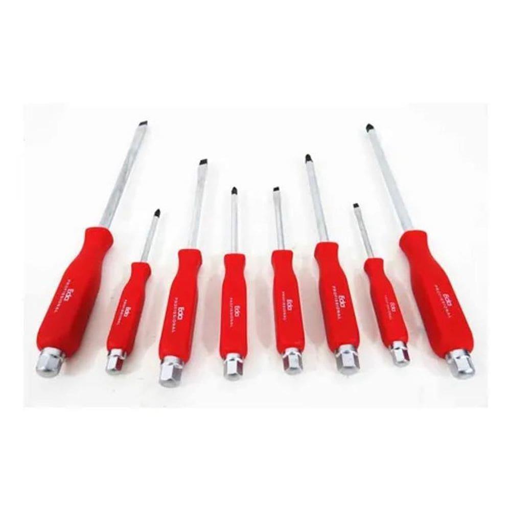 10X Kit Chaves Fenda/Philips Profissional Cromo Vanadio 8Pçs