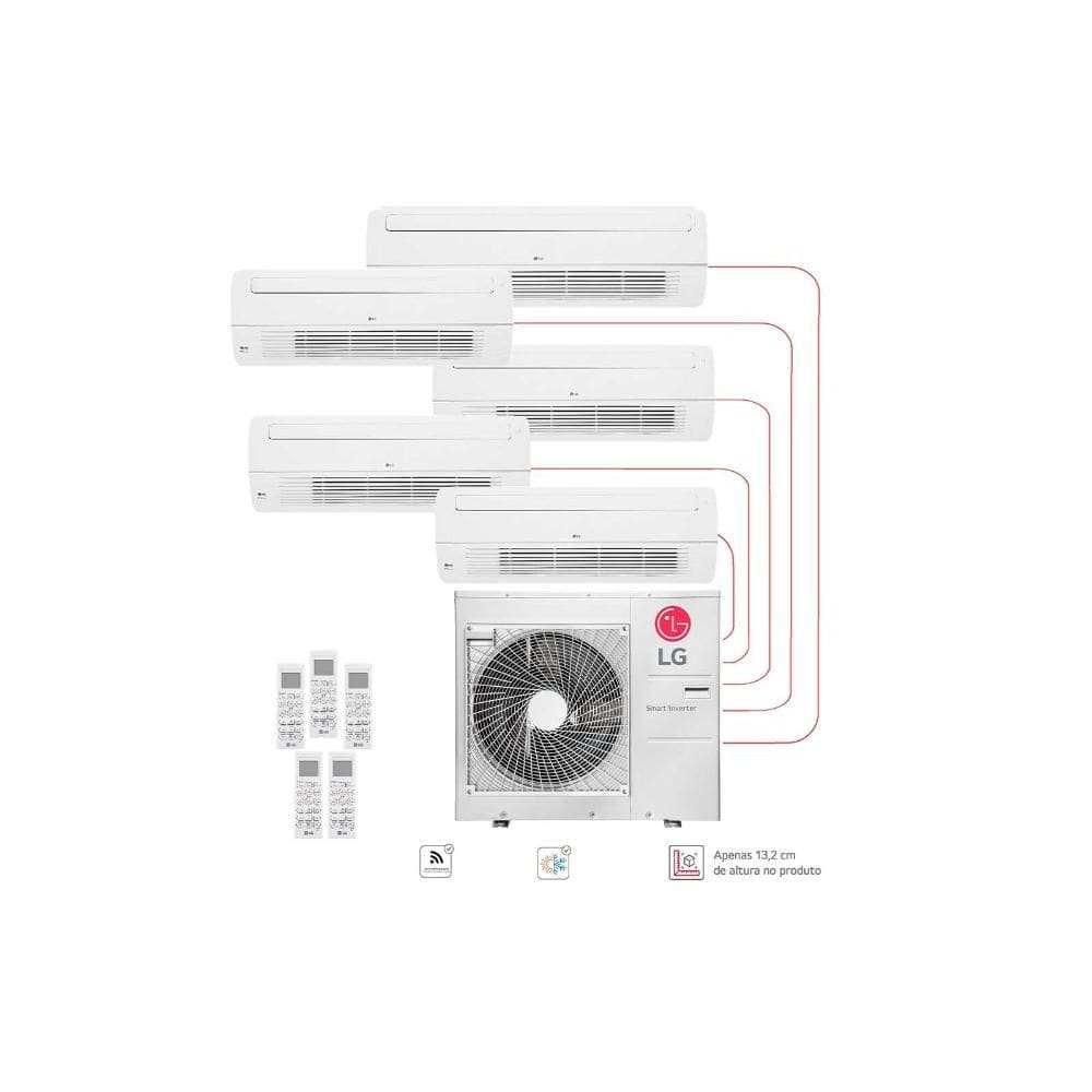 Ar condicionado Multi Split Inverter 5 ambientes ( 1via 3X 9.000BTUS, 1X 12.000BTUs, 1X 24.000BTUs) Quente/Frio WiFi integrado