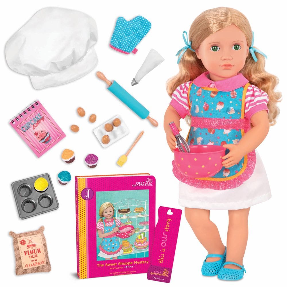 Boneca de cozimento posável de 18” Nossa geração Jenny com acessórios