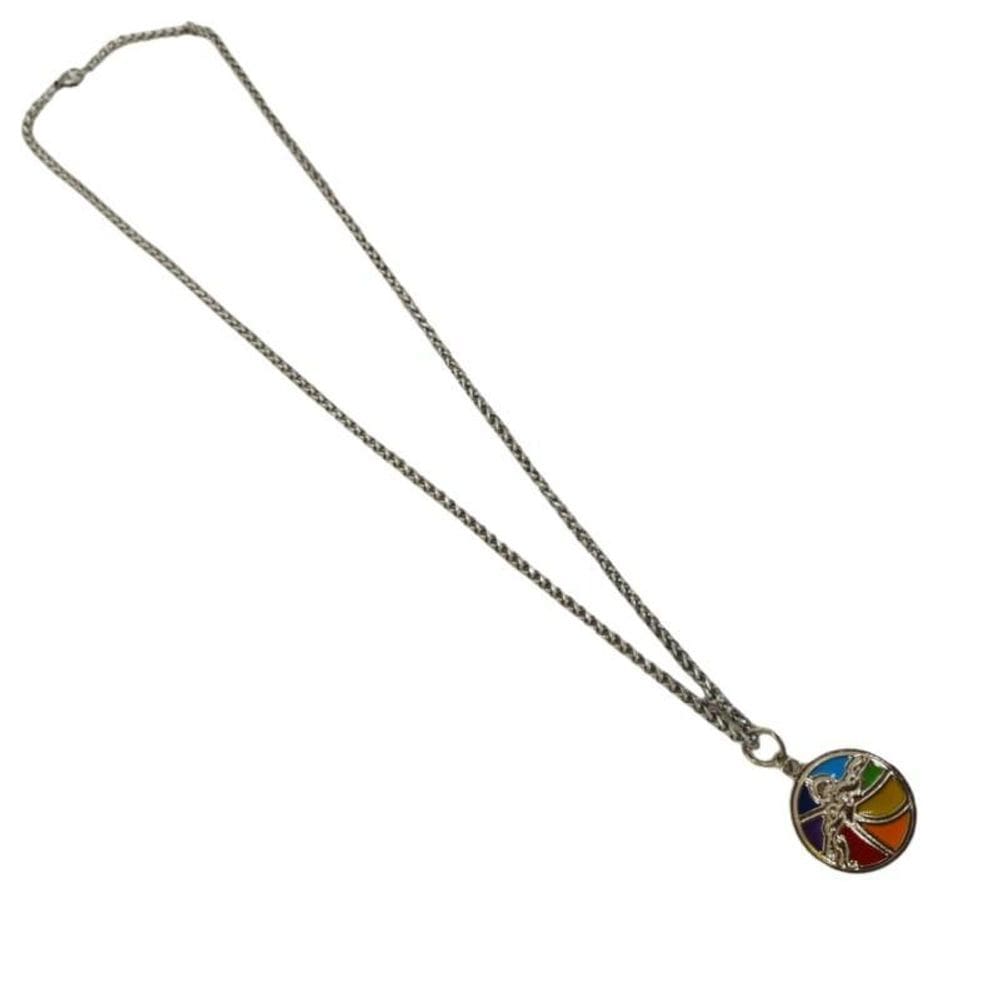 Corrente Com Pingente Oxumarê Colorido 3 Niquelado