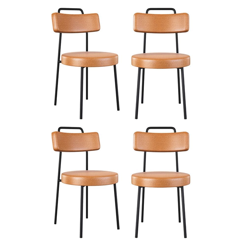Kit 04 Cadeiras Sala de Jantar Kobe Estofada com Encosto Couríssimo Whisky - Desk Design