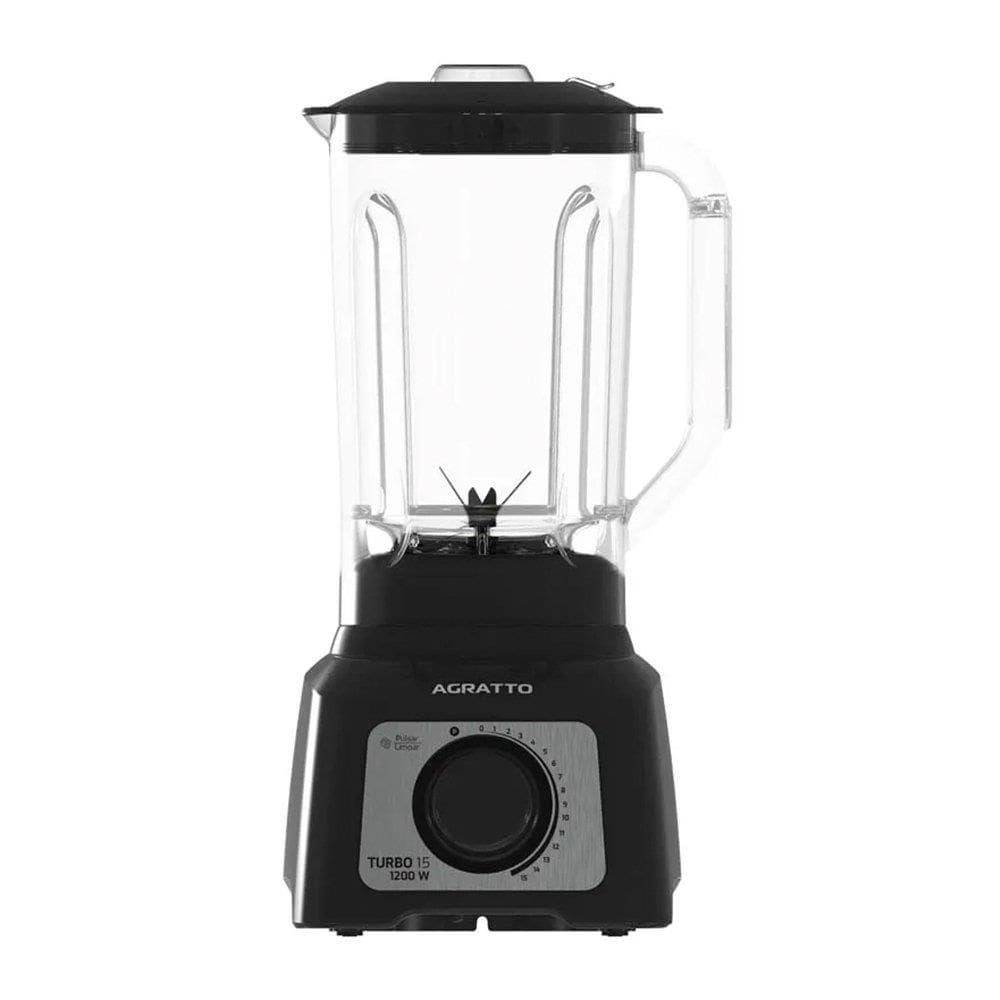 Liquidificador Agratto ALIQ05N-01 Copo San Cristal, 15 Velocidades + Pulsar, 1200W, 3,2 Litros, Preto