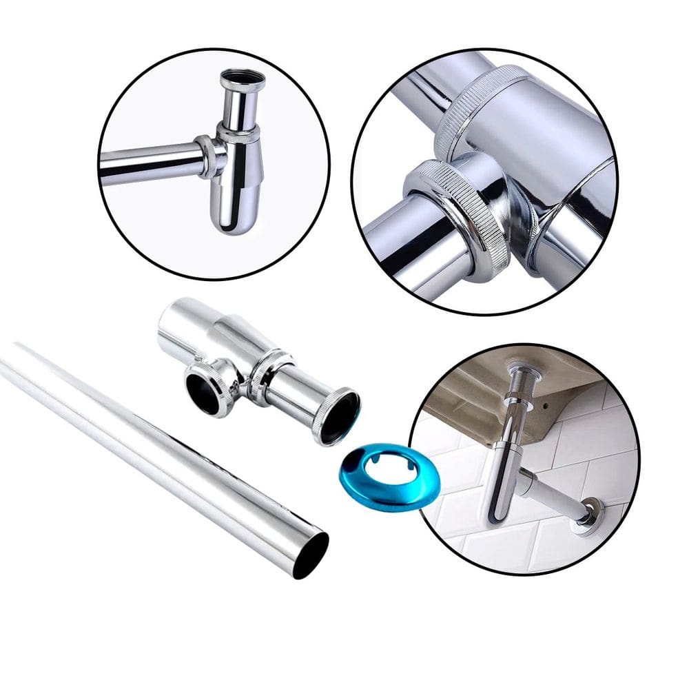 Sifão Cromado Aço Inoxidável Copo de Metal Cozinha Banheiro