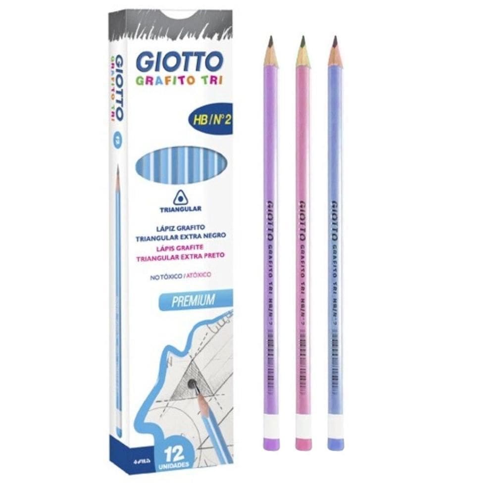 Lápis Preto Hb Giotto Grafito Triangular Extra Negro Com 12