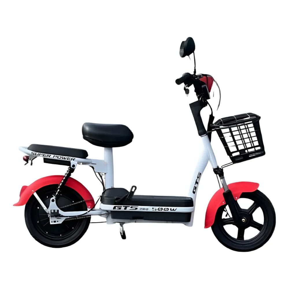 Bicicleta Elétrica 500w Aro 14 48v mini scooter Branco/Vermelho