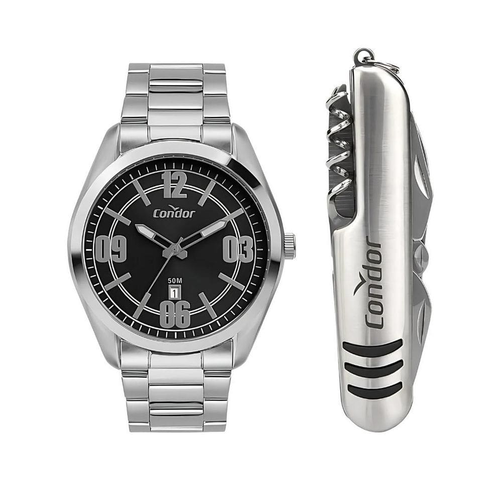 Kit Relogio Condor Masculino Prateado Copc32Ig/K4V