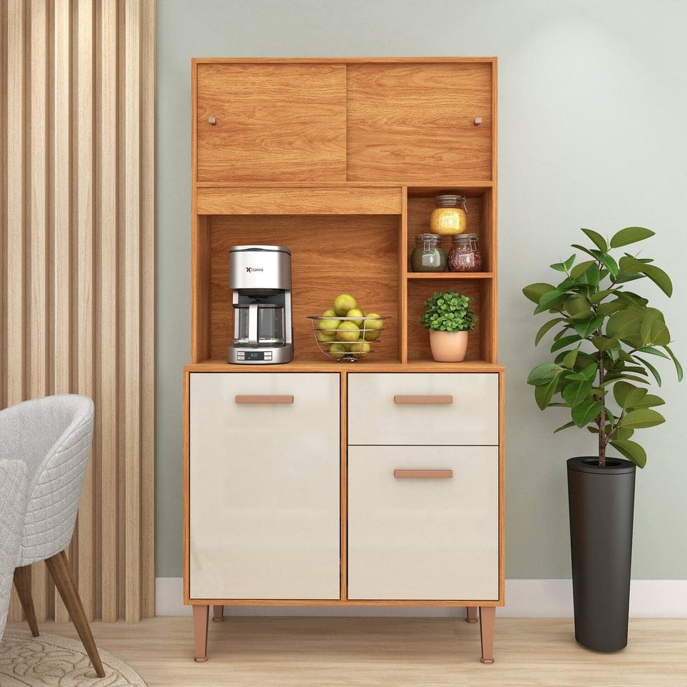 Cozinha Compacta 4 Portas 174cm X 90cm Dália Cinamomo/Off White