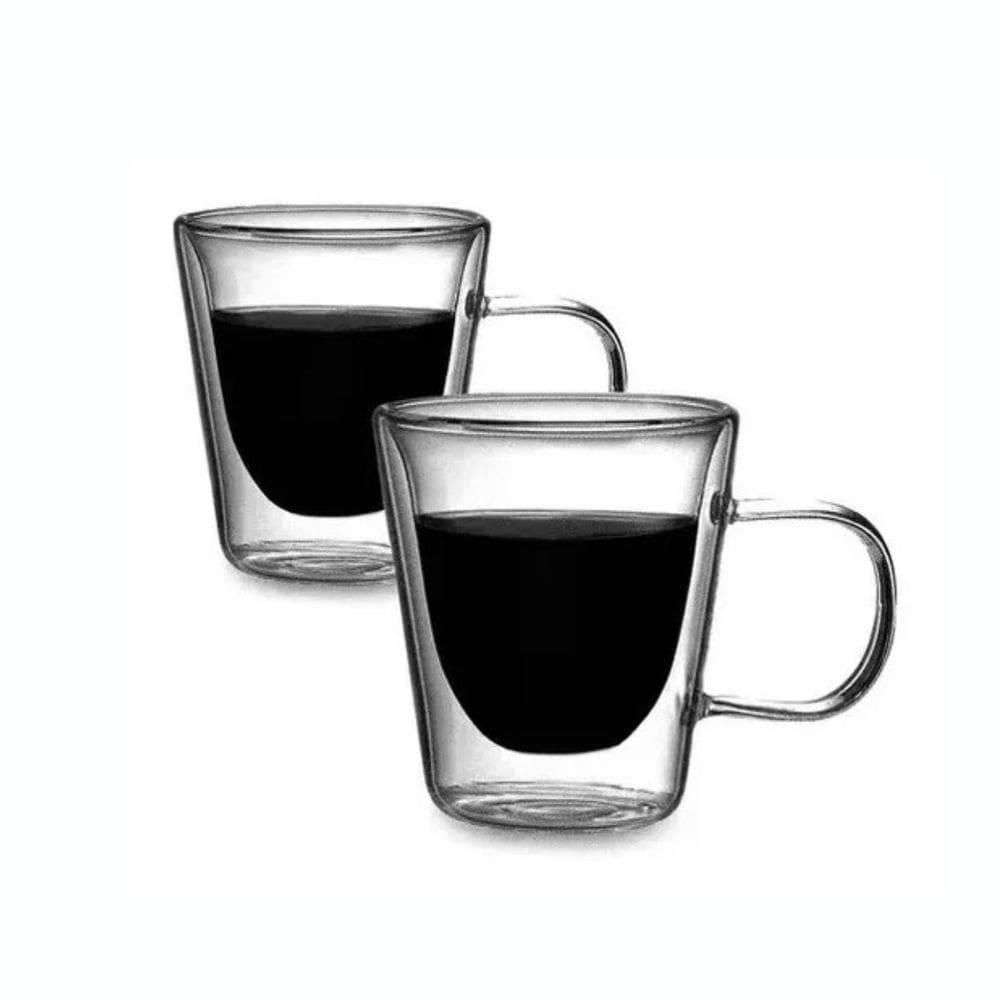 Jogo De 2 Copos Para Café Parede Dupla De Vidro 80ml Wincy