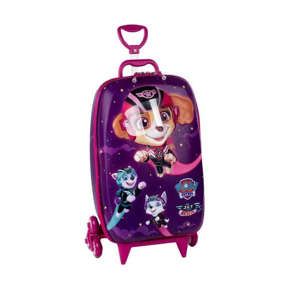 Mala De Viagem Infantil Com Rodinha Patrulha Canina 3d Roxa