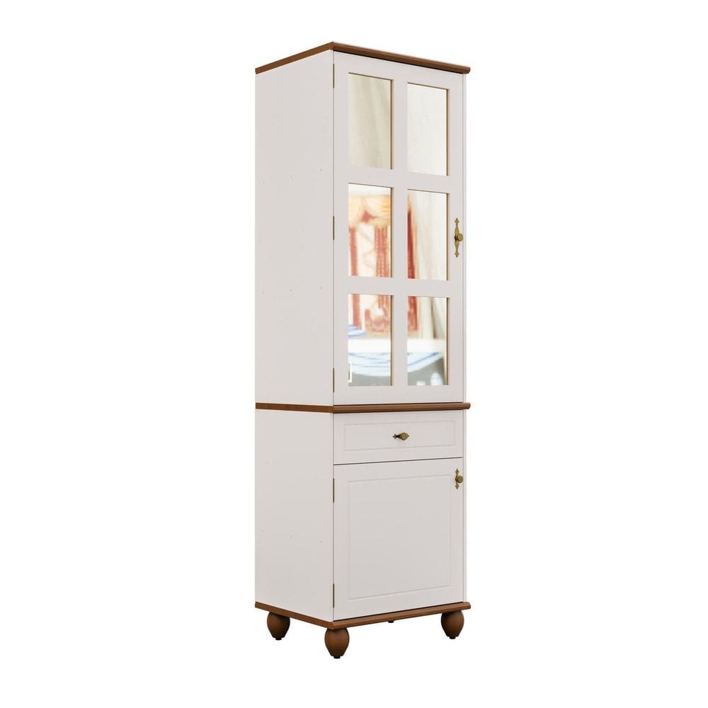 Cristaleira 2 Portas e 1 Gaveta Joy Off White