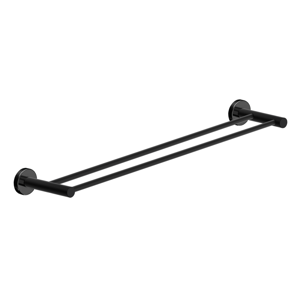 Toalheiro Duplo Para Banheiro Preto Atenas Grego Metal 65cm