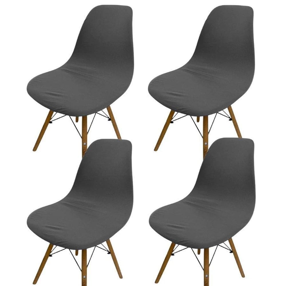 Kit 4 Capa Cadeira Charles Eames Eiffel Pé Palito Malha Lisa