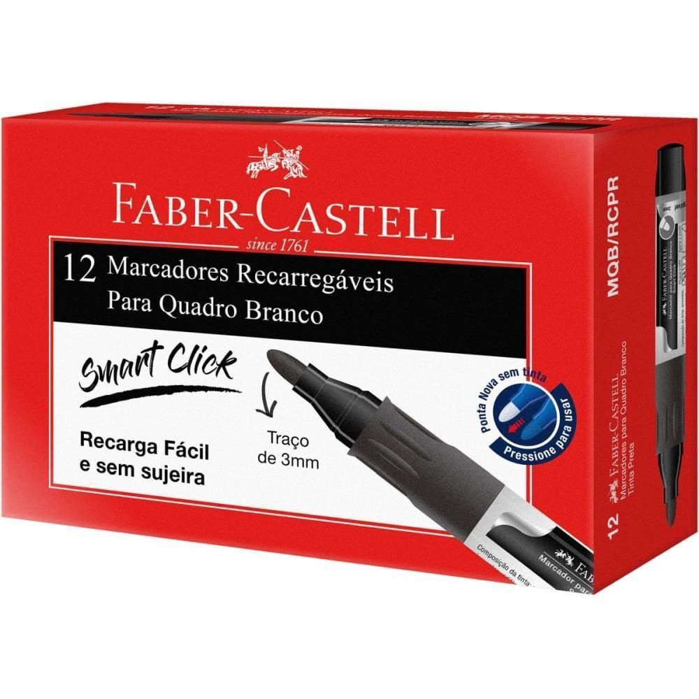 Pincel Quadro Branco Recarregável Preto Cx 12