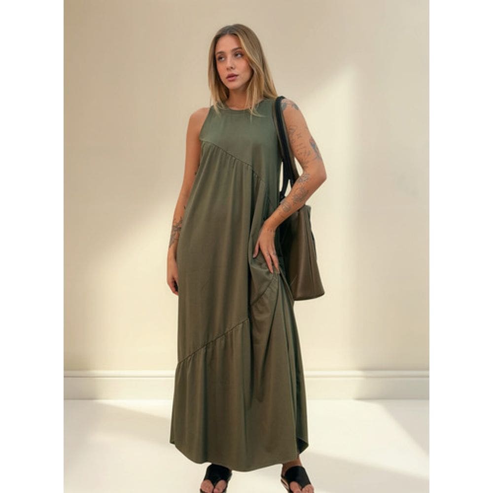 Vestido Longo Feminino Soltinho Malha Algodão Aveloz