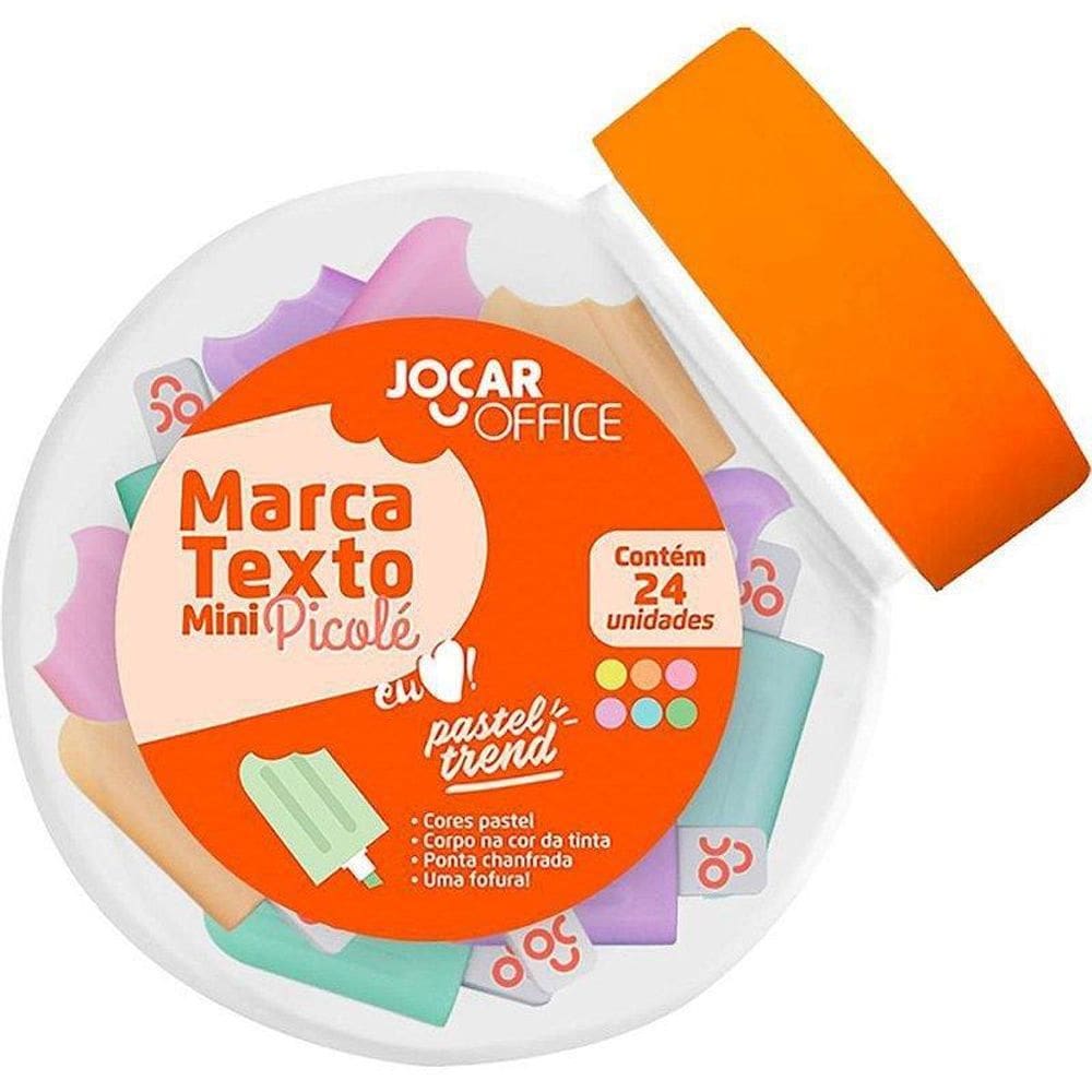 Caneta Marca Texto Jocar Office Mini Picole 6Core Pote 24