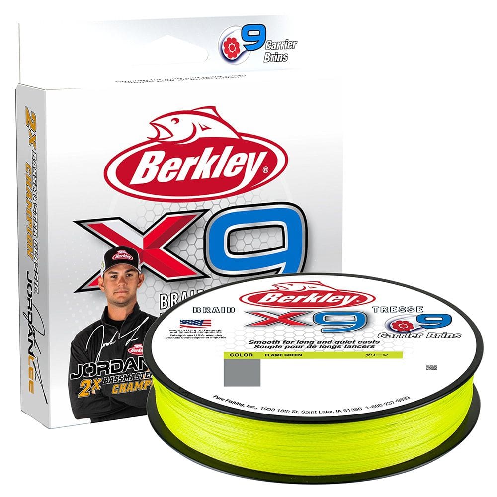 Linha de pesca Berkley x9 Flame Green Braid 50 lb (22,68 kg)