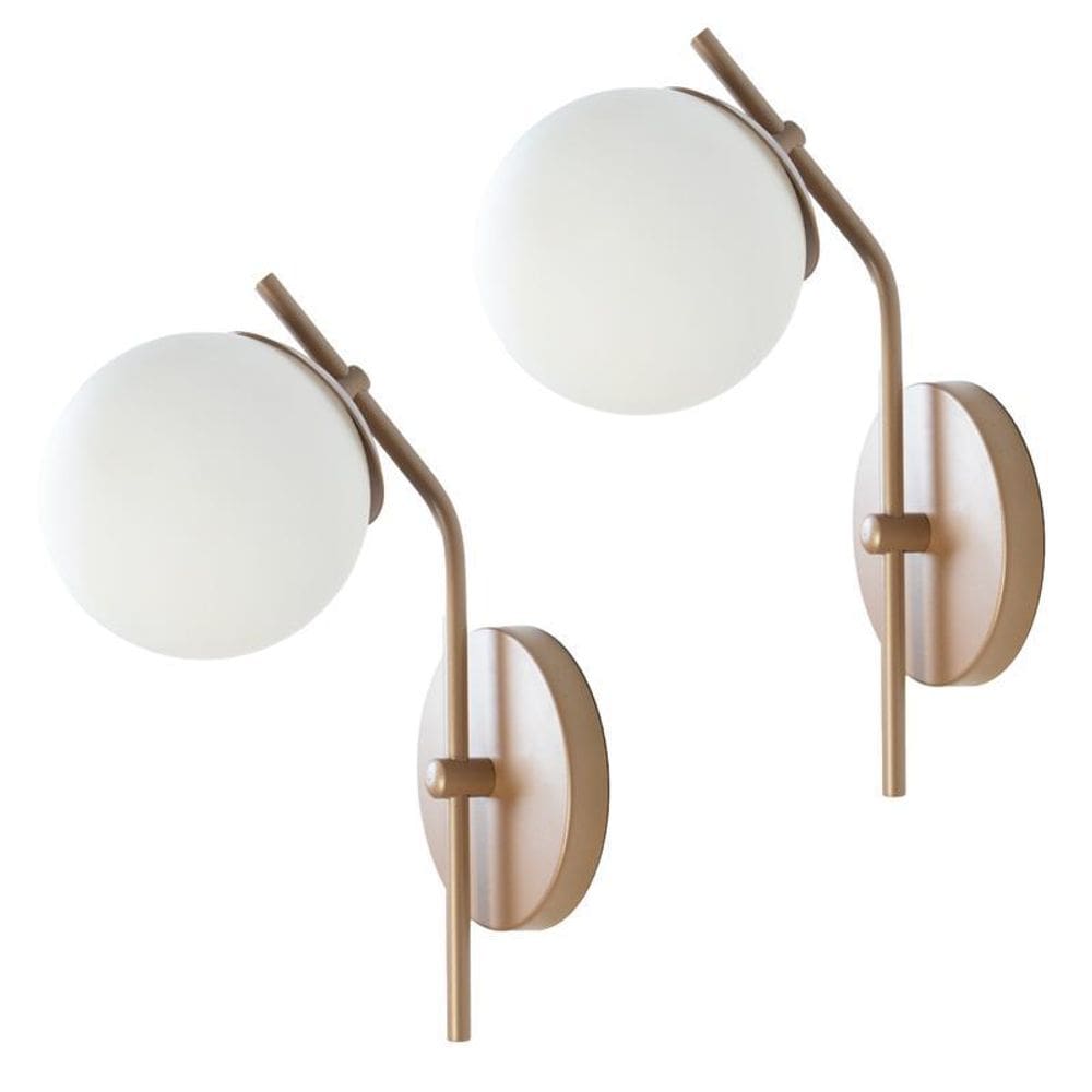 Kit 2 Arandelas Inclinada Jabuticaba Globo Vidro Champagne