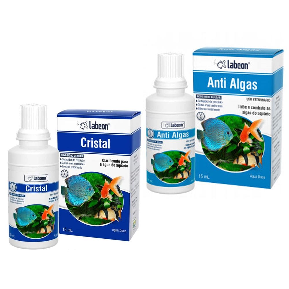 Combo Kit Tratamento Para Aquário Alcon Labcon Cristal (Clarificante) E Anti Algas