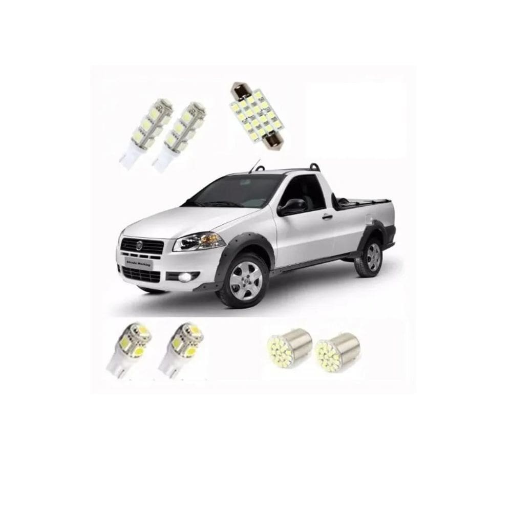 Kit Lâmpadas Led Blue Lion Fiat Strada 07-13 Teto/Placa/Ré