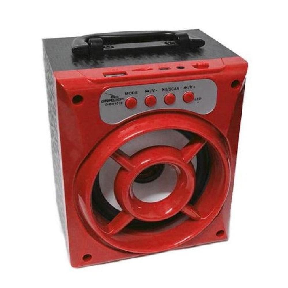 Caixa de Som Portátil Bluetooth Mp3 USB Radio Fm Auxiliar 8W Aero Vermelha