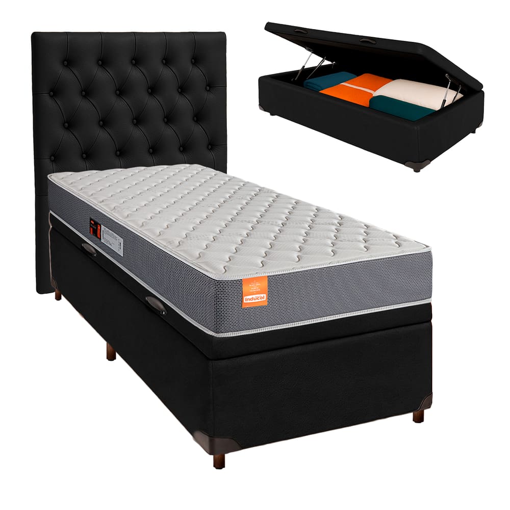 Cama + Bau Blindado e Colchão D23 Solteiro - Pro Inducol + Cabeceira
